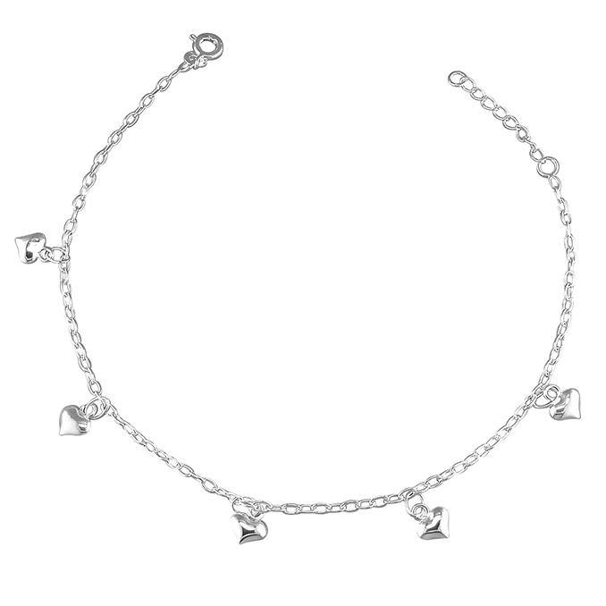 Heart Charm Anklet - Sterling Silver - Rococo Jewellery