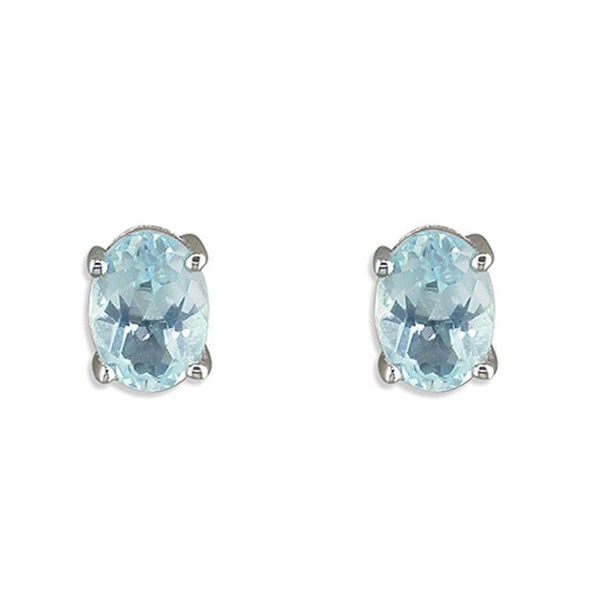 Oval Blue Topaz Stud Earrings - Rococo Jewellery
