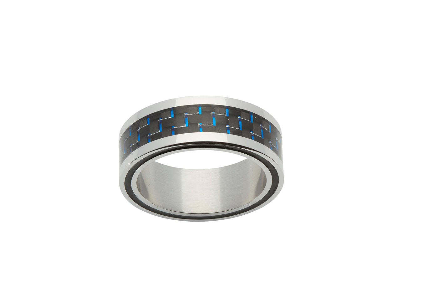 Unique & Co Blue Carbon Fibre and Steel Ring - Rococo Jewellery