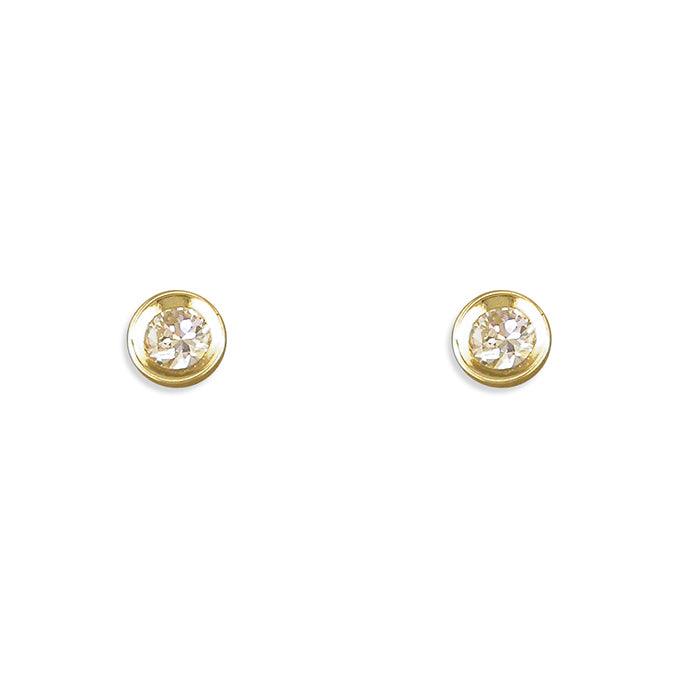 9ct Gold 3mm Cubic Zirconia Round Stud Earrings - Rococo Jewellery