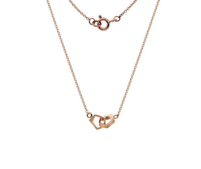 9ct Yellow or Rose Gold Double Pentagon Necklace - Rococo Jewellery