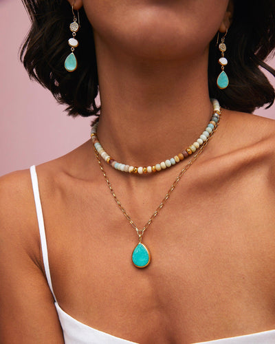 Anna Beck Amazonite and Gold Beaded Necklace - Rococo Jewellery