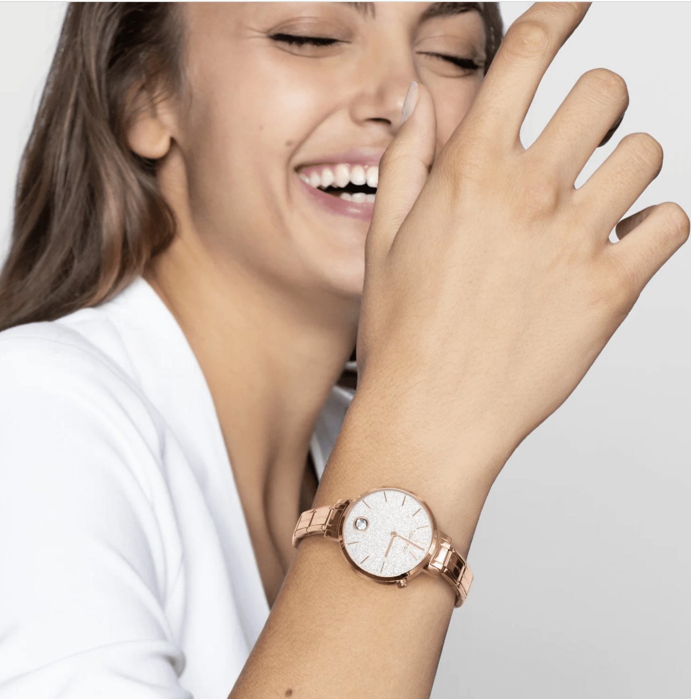 Nomination Rose Gold Glittering Watch with Composable Charm Links - Rococo Jewellery