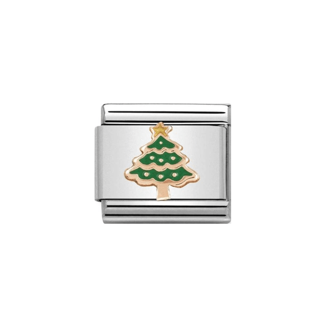 Nomination Classic Rose Gold & Green Christmas Tree Charm - Rococo Jewellery