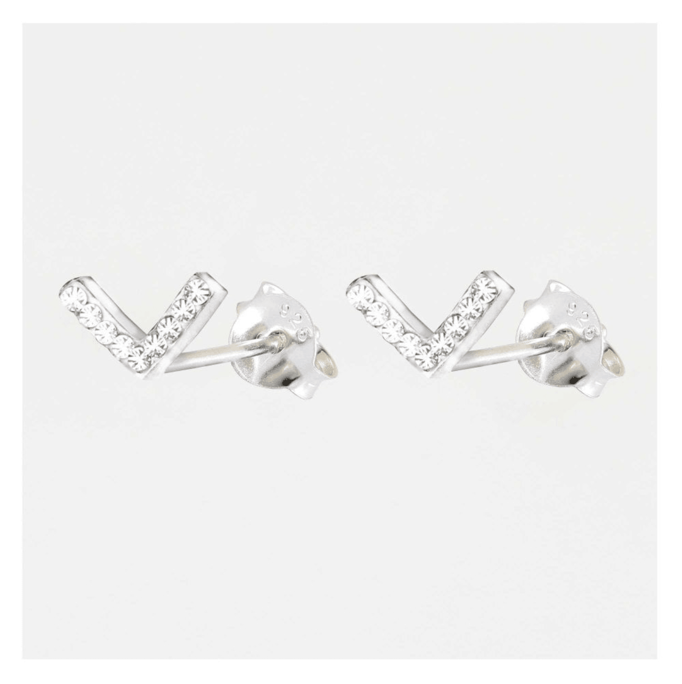 Kingsley Ryan Sparkling V Ear Studs - Sterling Silver or Gold Vermeil - Rococo Jewellery