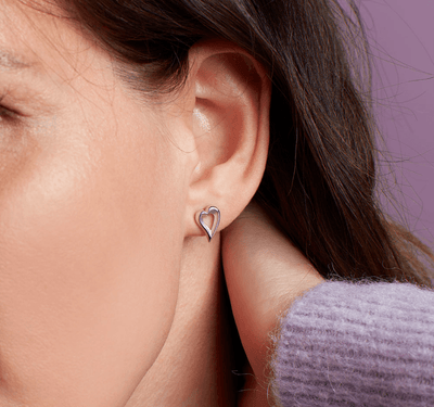 Kit Heath Desire Love Story Heart Stud Earrings - Rococo Jewellery