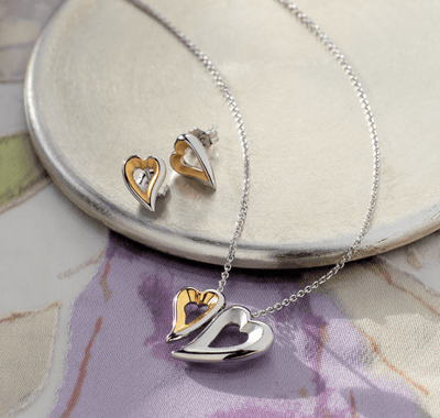 Kit Heath Desire Love Story Tender Together Gold Twinned Heart Necklace - Rococo Jewellery