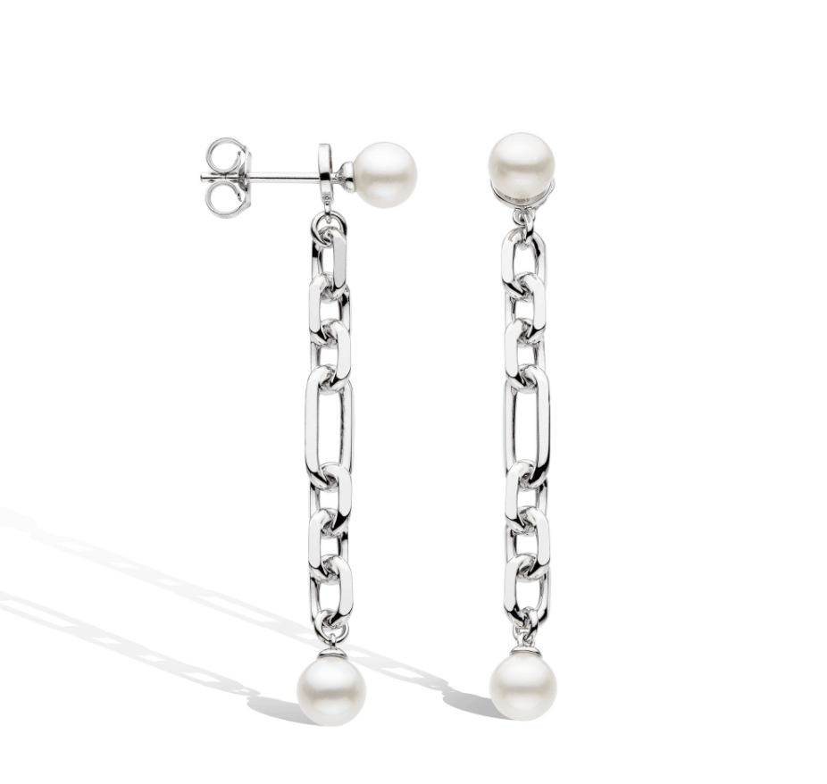 Kit Heath Revival Astoria Figaro Pearl Chain Link Drop Earrings - Rococo Jewellery