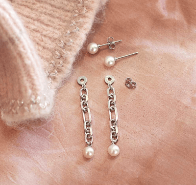 Kit Heath Revival Astoria Figaro Pearl Chain Link Drop Earrings - Rococo Jewellery