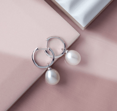 Kit Heath Revival Astoria Pearl Drop Hoop Earrings - Rococo Jewellery