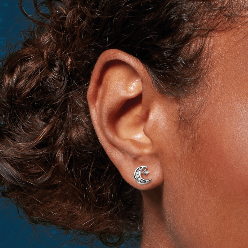 Kit Heath Revival Céleste Small Crescent Moon Stud Earrings - Rococo Jewellery