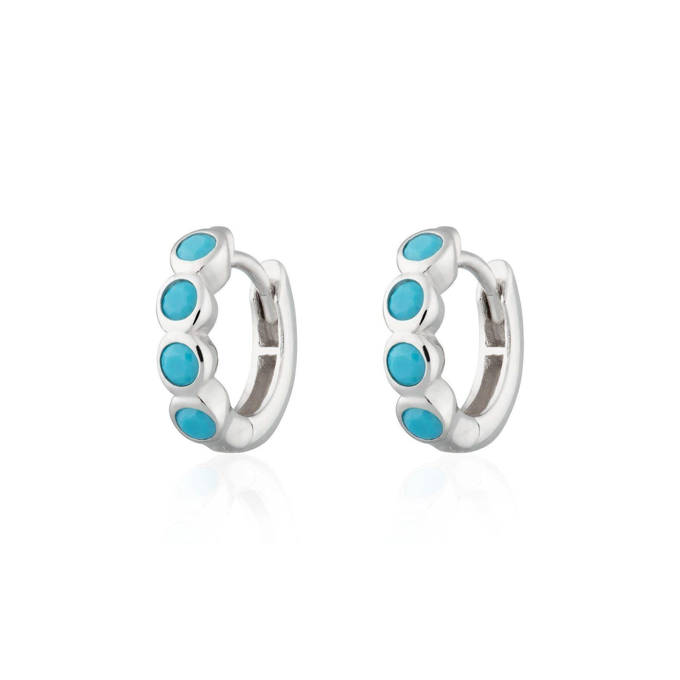 Scream Pretty Bezel Huggie Earrings with Turquoise Stones - Rococo Jewellery