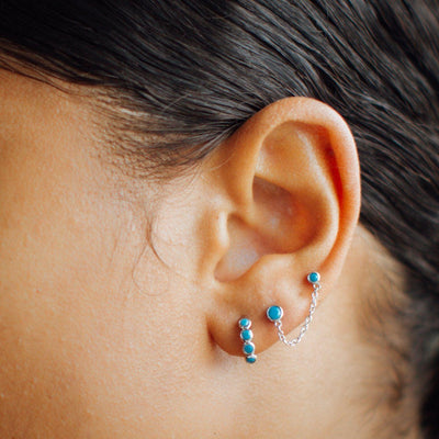 Scream Pretty Bezel Huggie Earrings with Turquoise Stones - Rococo Jewellery