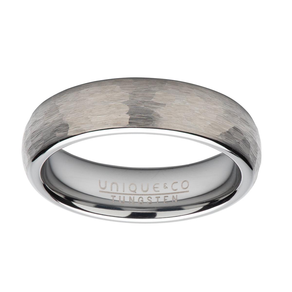 Unique & Co Hammered Polished Tungsten Band Ring - Rococo Jewellery