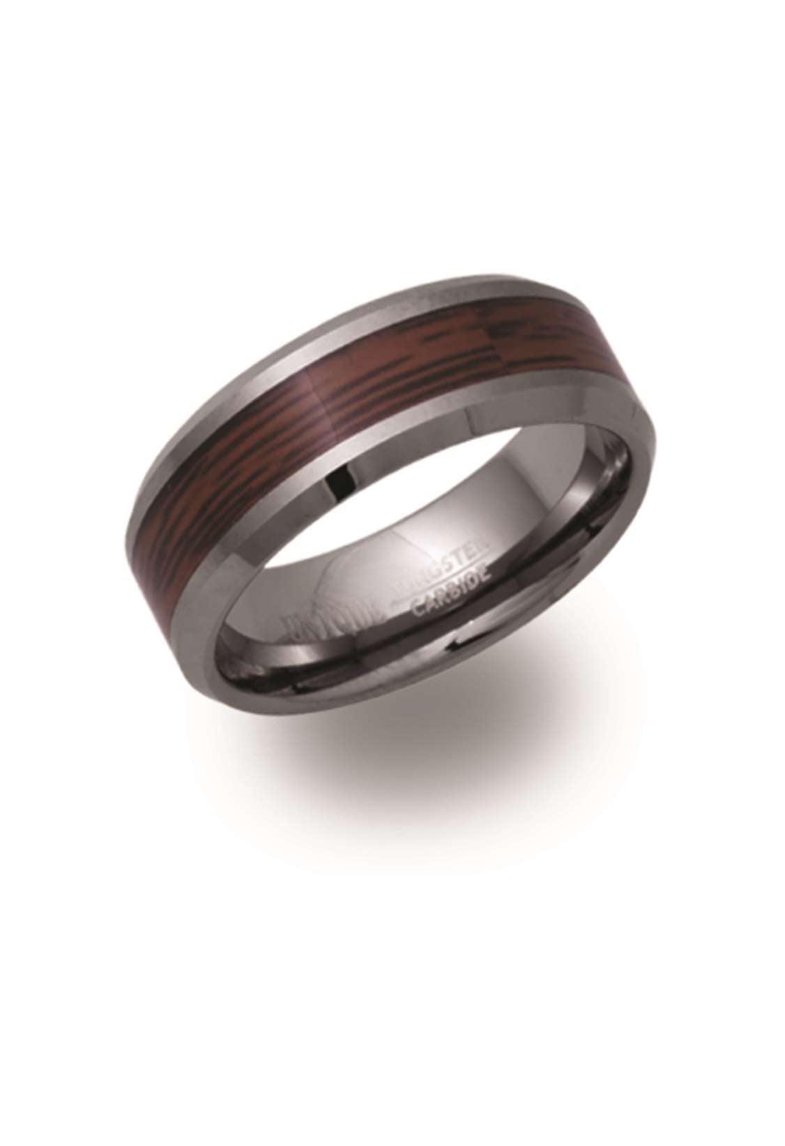 Unique & Co 8mm Tungsten Ring with Wood Inlay - Rococo Jewellery