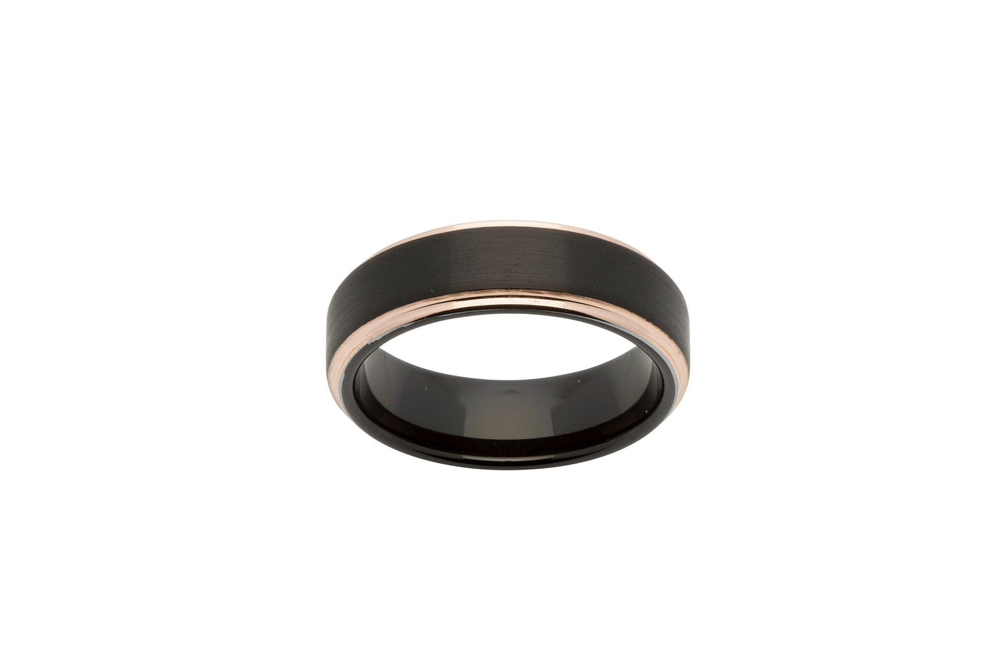 Unique & Co Tungsten Ring with Rose Gold Black IP Plating - Rococo Jewellery