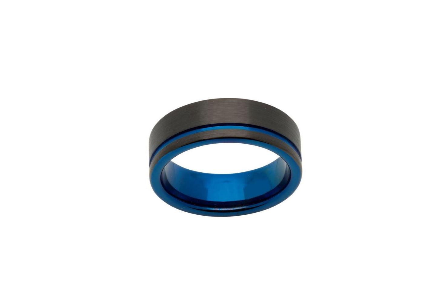Unique & Co 7mm Tungsten Ring with Blue Black IP - Rococo Jewellery