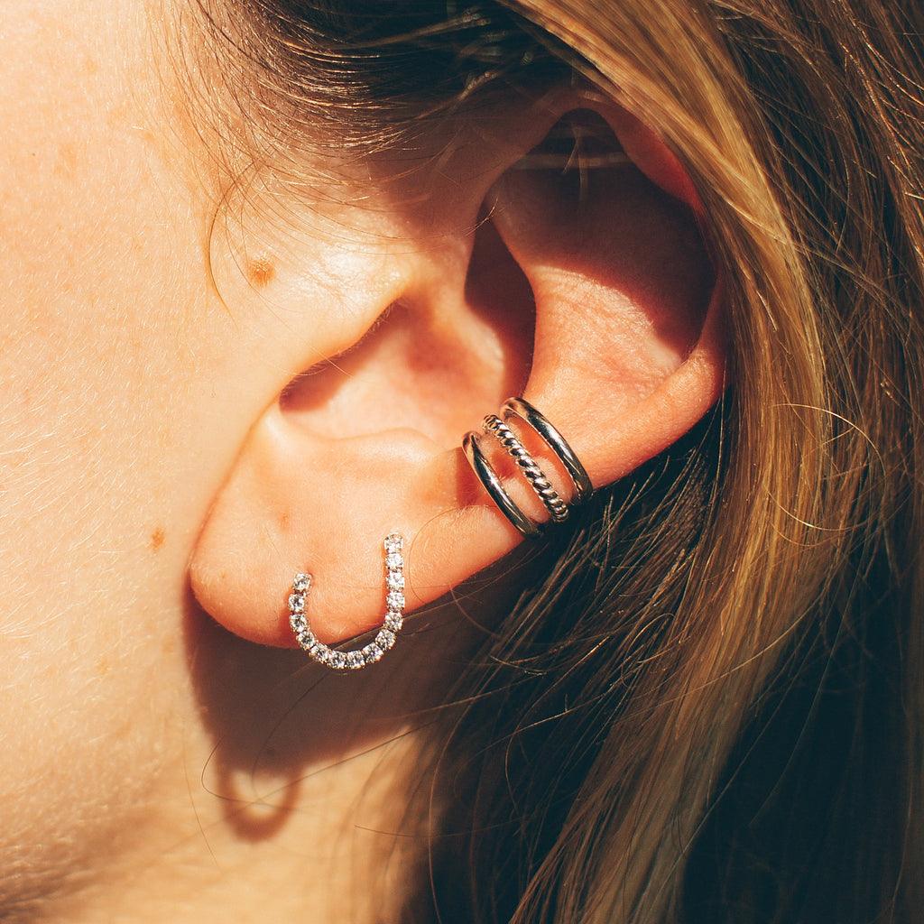 Scream Pretty Double Chain Single Stud Earring - Rococo Jewellery