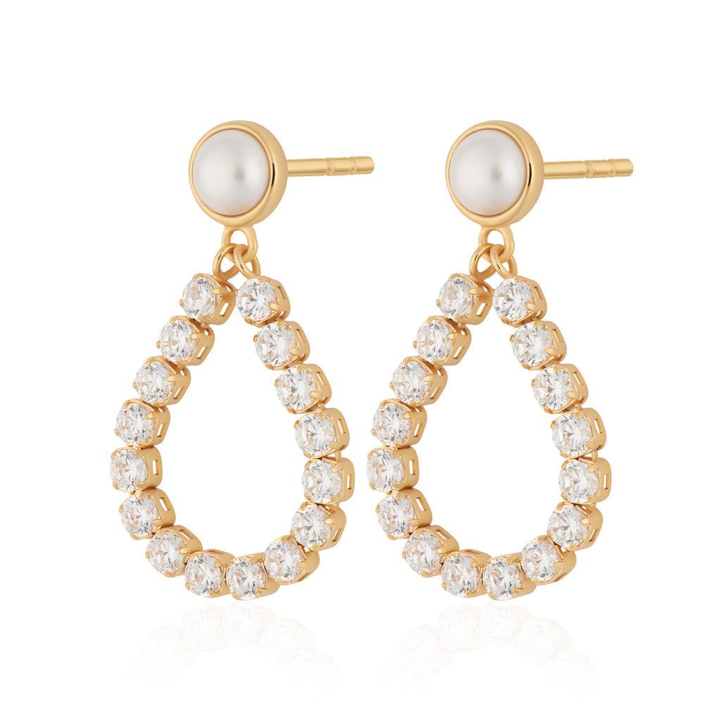 Scream Pretty Tennis And Pearl Teardrop Stud Earrings - Rococo Jewellery