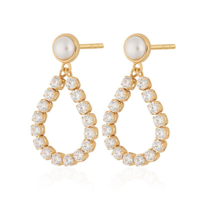 Scream Pretty Tennis And Pearl Teardrop Stud Earrings - Rococo Jewellery