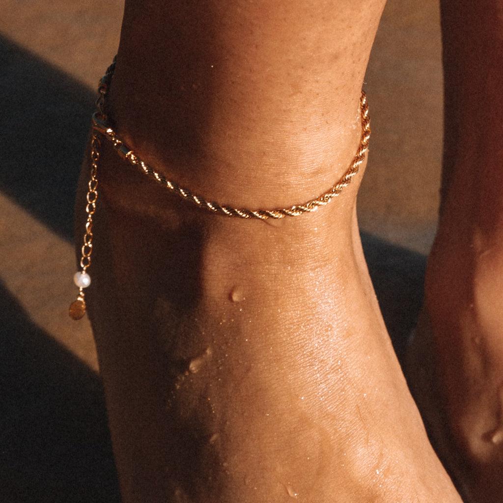 Scream Pretty Twist Chain Anklet with Pearl - Rococo Jewellery