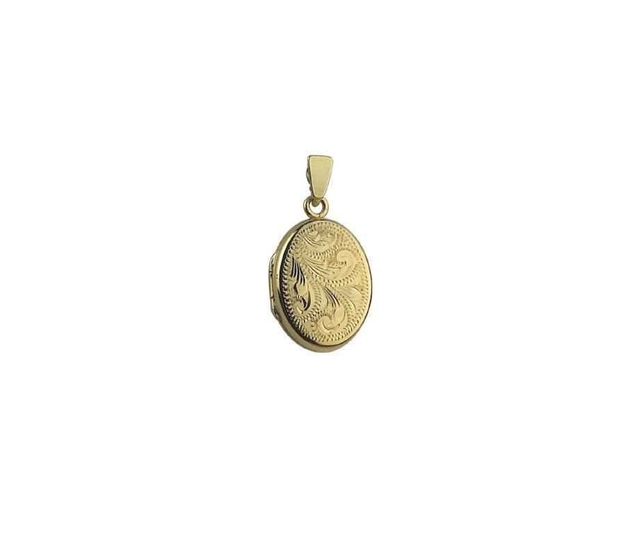 9ct Yellow Gold Oval Locket Pendant - Rococo Jewellery