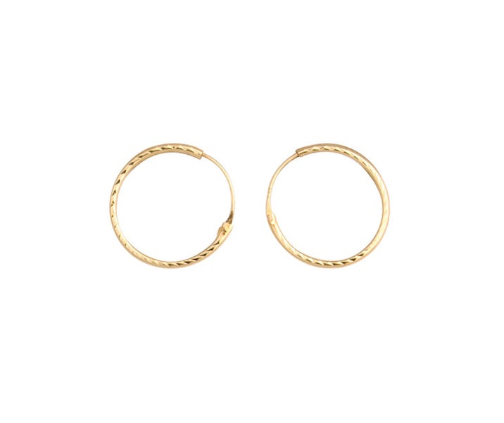 12mm 9ct Gold Sleeper Hoop Earrings - Rococo Jewellery