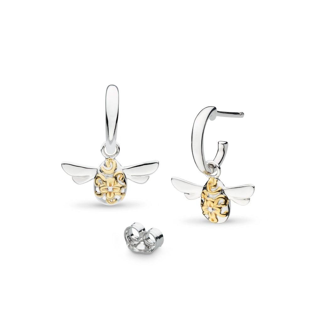 Kit Heath Blossom Flyte Honey Bee Semi Drop Hoop Earrings - Rococo Jewellery