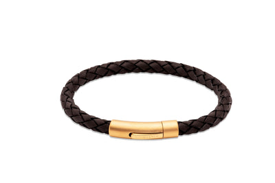 Unique & Co Black Leather Bracelet with Matte Gold IP Steel Clasp - Rococo Jewellery