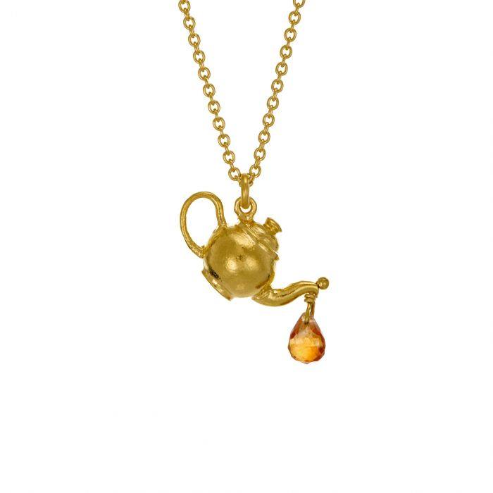 Alex Monroe Teapot Necklace with Citrine Drop - Rococo Jewellery