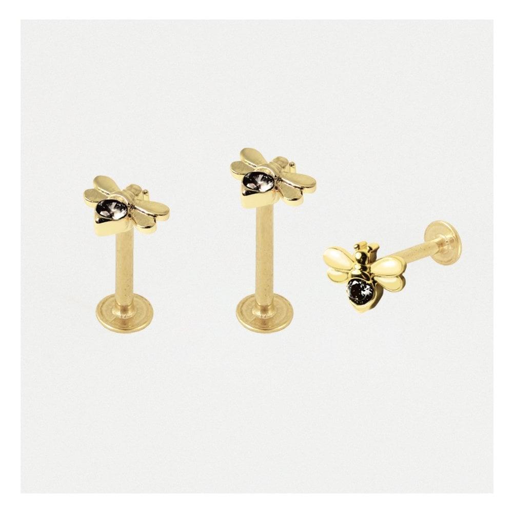 Kingsley Ryan 8mm Bumble Bee Labret - Silver or Gold Plated - Rococo Jewellery