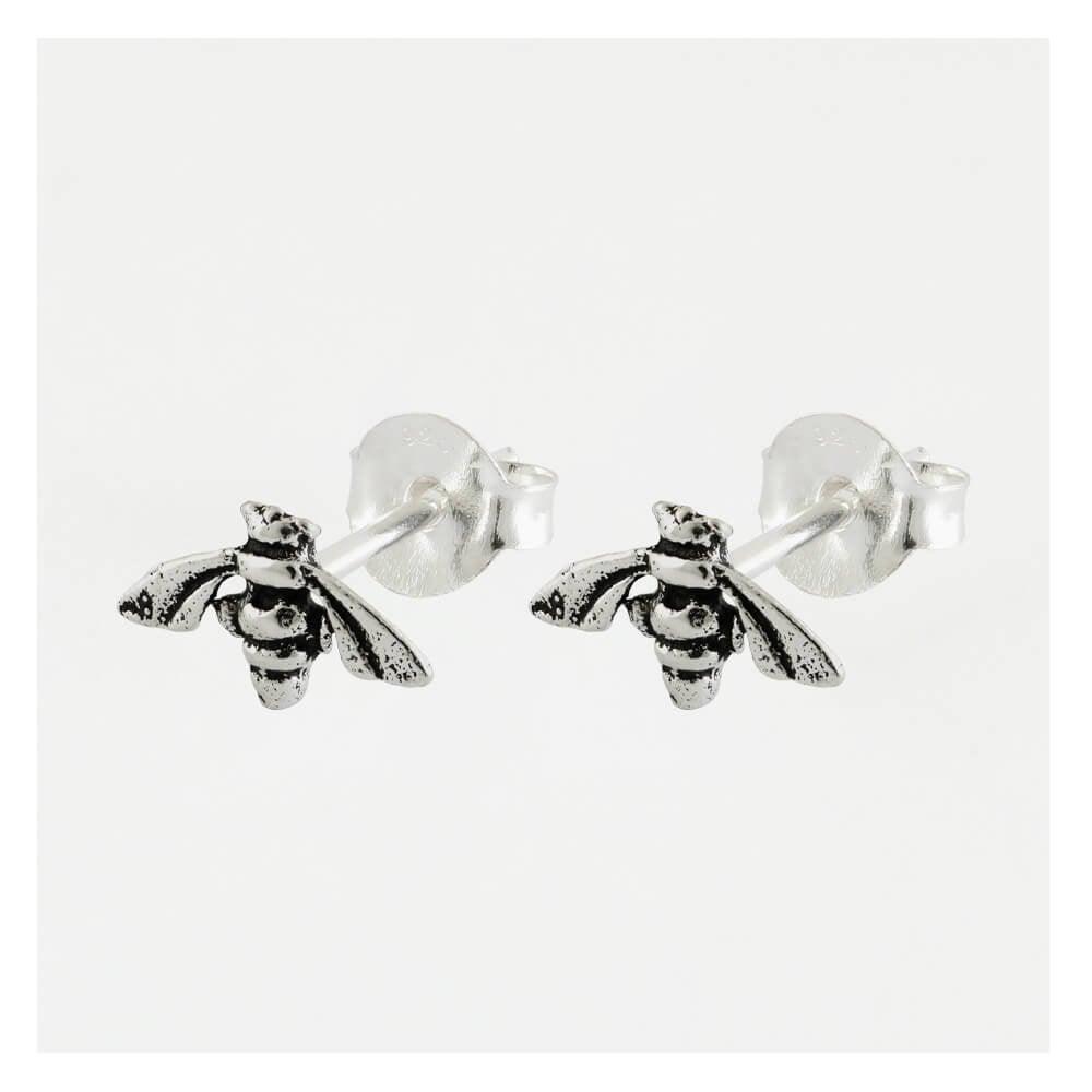 Kingsley Ryan Sterling Silver Bee Stud Earrings - Rococo Jewellery