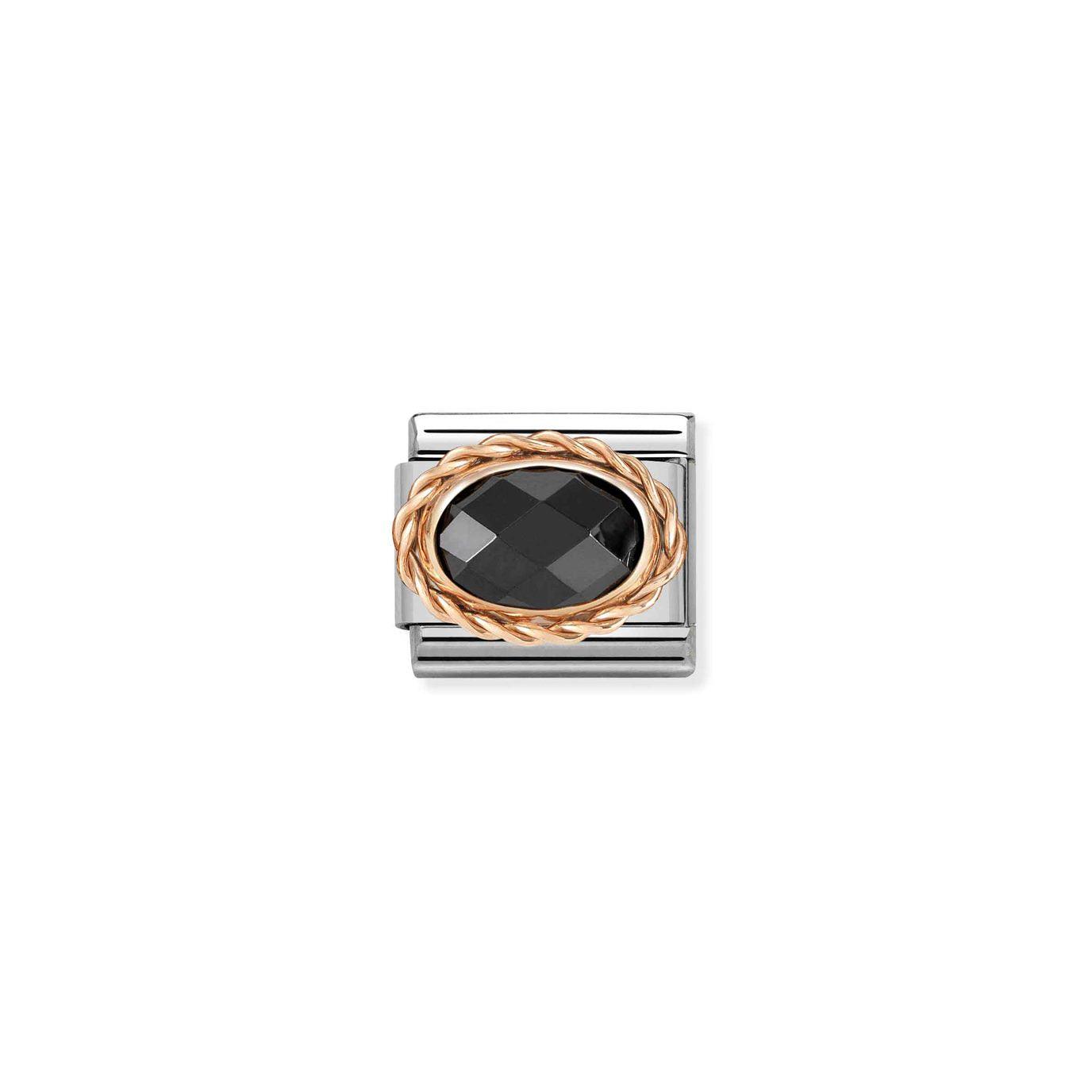 Nomination Rose Gold and Black Cubic Zirconia Link - Rococo Jewellery