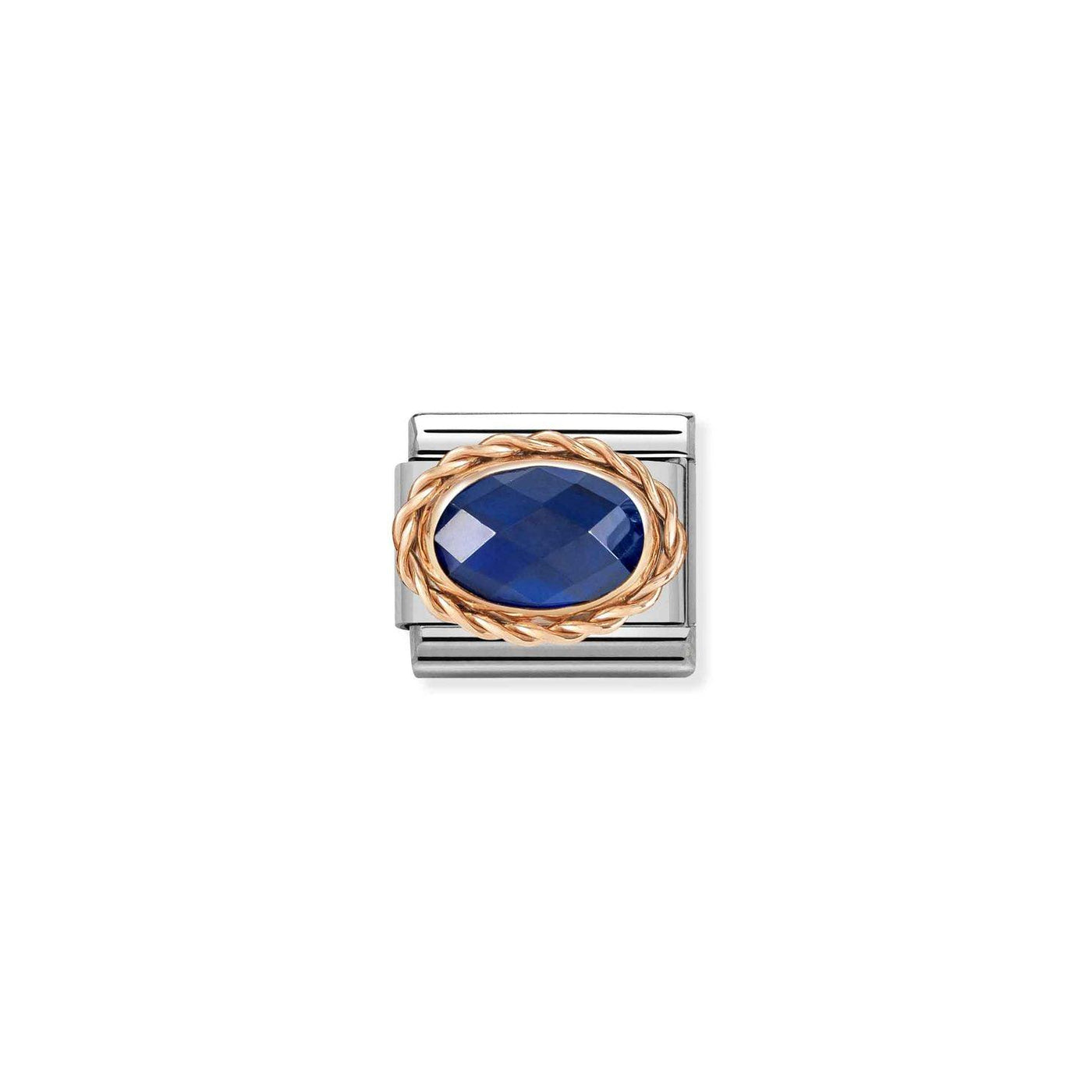 Nomination Rose Gold and Dark Blue Cubic Zirconia Link - Rococo Jewellery
