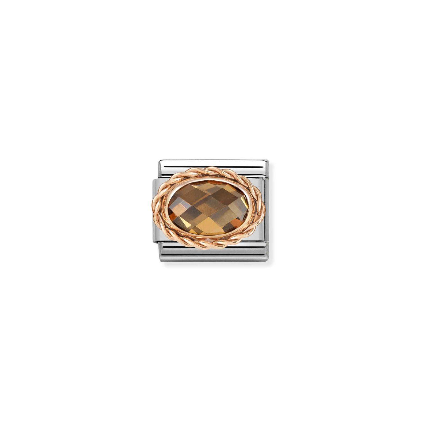 Nomination Rose Gold and Brown Cubic Zirconia Link - Rococo Jewellery