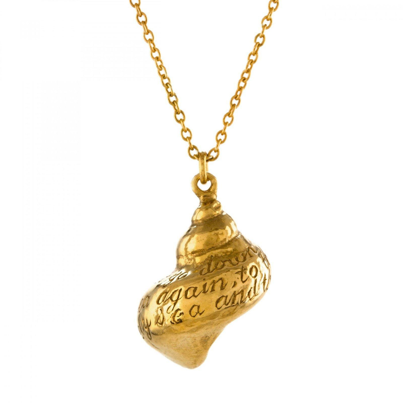 Alex Monroe Engraved Shell Necklace - 22ct Gold Plate - Rococo Jewellery