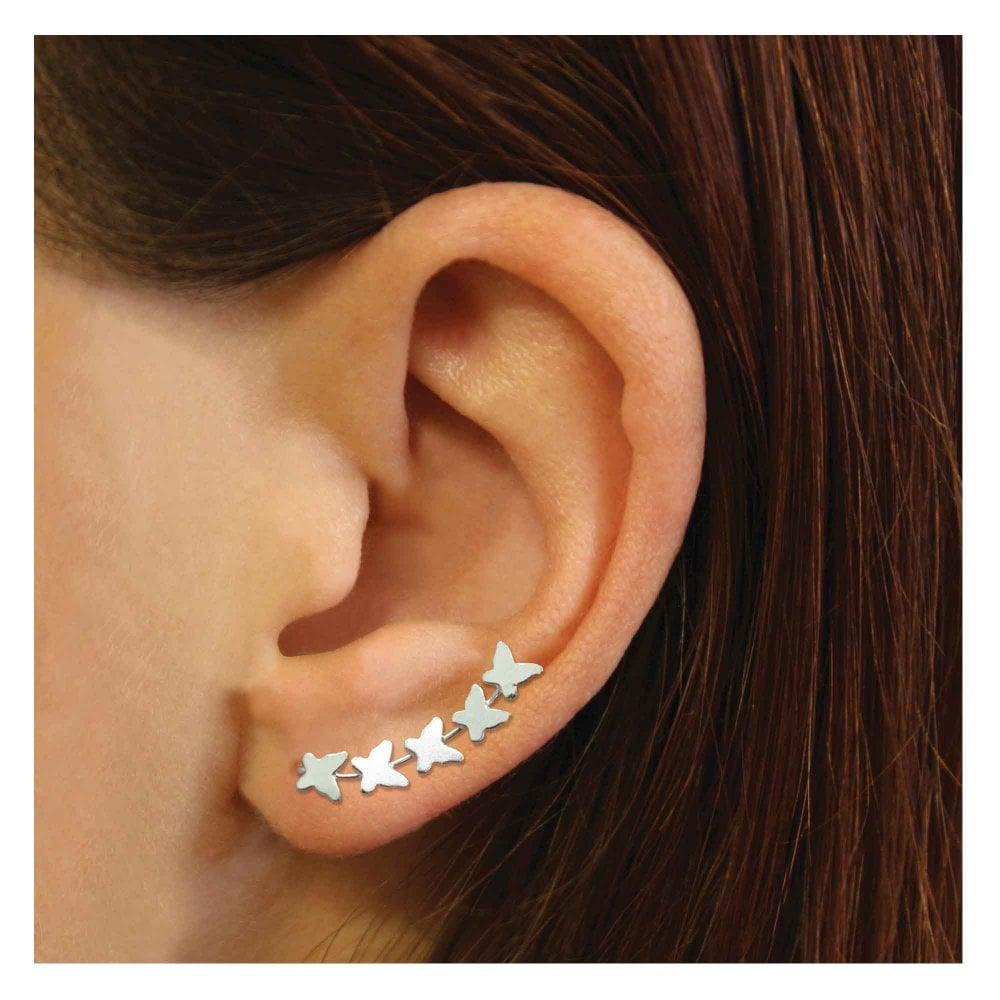Kingsley Ryan Sterling Silver Butterfly Ear Crawlers - Rococo Jewellery