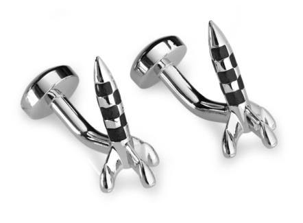 Babette Wasserman Retro Rocket Cufflinks - Black - Rococo Jewellery