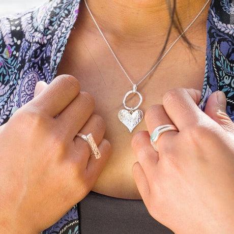 Sea Gems Silver Cornish Circle & Heart Necklace - Rococo Jewellery