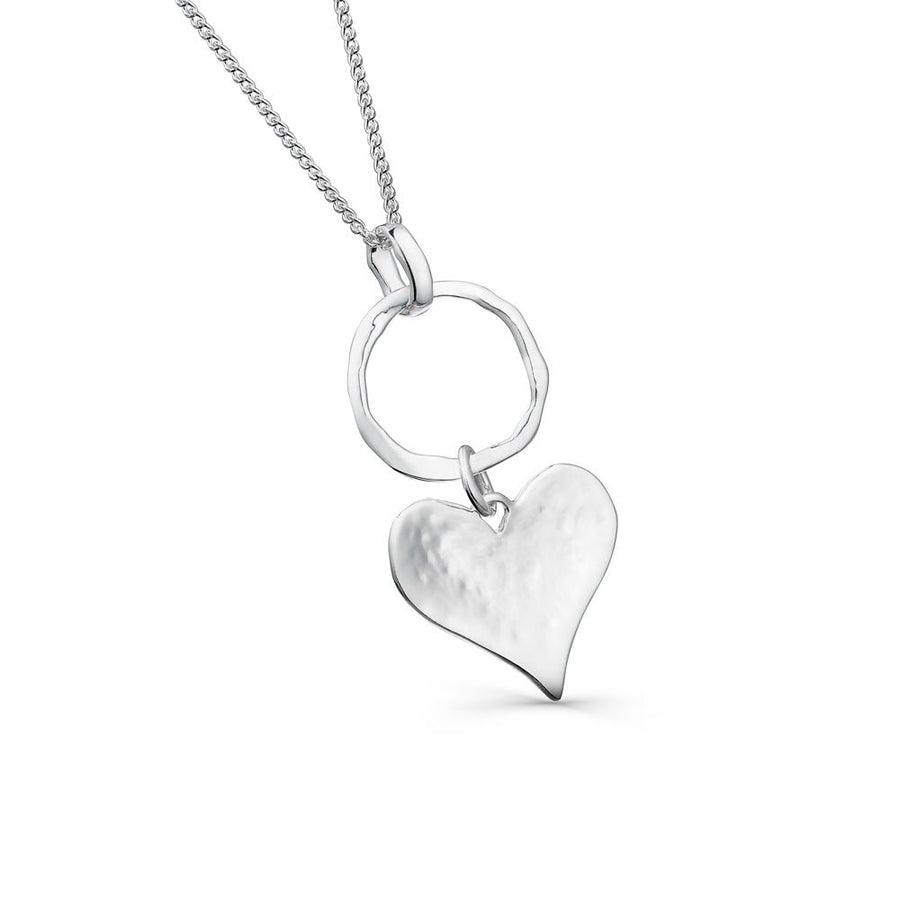 Sea Gems Silver Cornish Circle & Heart Necklace - Rococo Jewellery