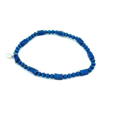 Babette Wasserman Cubic Hematite Bracelet - Silver, Petrol & Blue - Rococo Jewellery