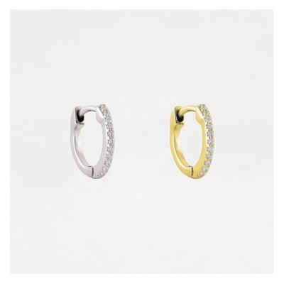 Kingsley Ryan Cubic Zirconia Hoop Earrings - Sterling Silver or Gold Vermeil - Rococo Jewellery