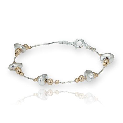 Lavan Gold Bead and Silver Nugget Bracelet - Rococo Jewellery