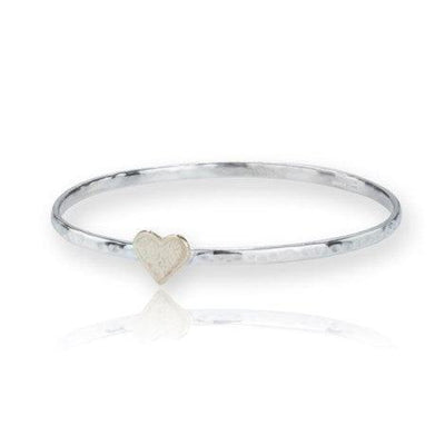 Lavan Silver and Gold Heart Bangle - Rococo Jewellery