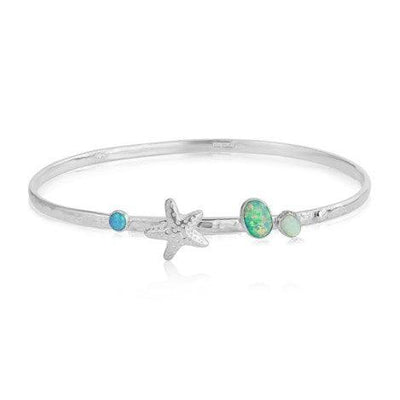 Lavan Silver Starfish Opal Bangle - Rococo Jewellery