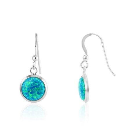 Lavan Silver and Aqua Blue Opal Drop Earrings - Rococo Jewellery