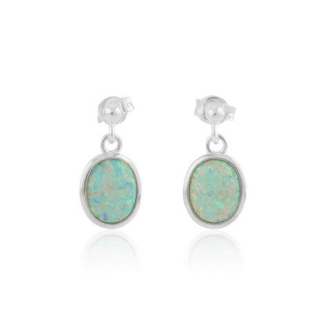 Lavan White Opal Oval Drop Earrings - Rococo Jewellery