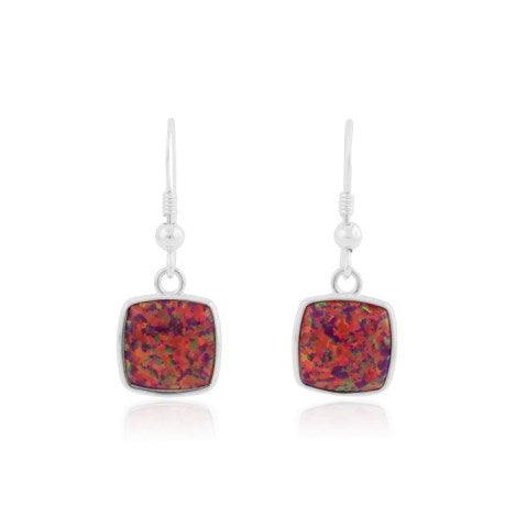 Lavan Red Opal Square Drop Earrings - Rococo Jewellery