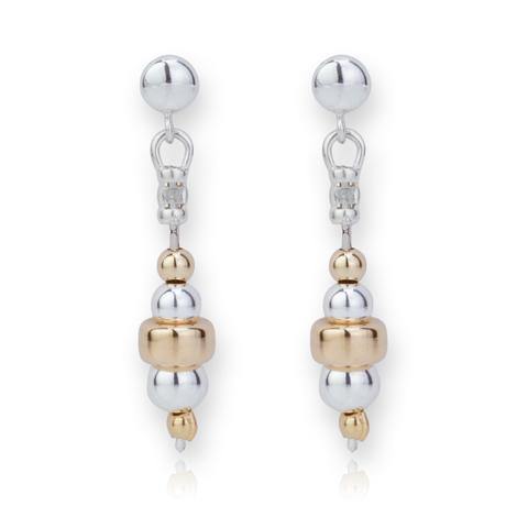 Lavan Silver and Rose Gold Drop Earrings - Rococo Jewellery