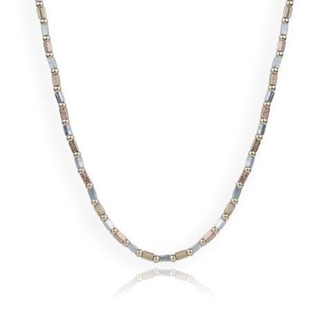 Lavan Gold and Silver Tri-Colour Barrels Necklace - Rococo Jewellery